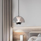 Contemporary Dome Bedroom Black LED Dimming Pendant Light Image - 3