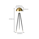 Contemporary Dome Brass Tripod Metal Floor Lamp #size