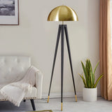 Contemporary Dome Brass Tripod Metal Floor Lamp Image - 3