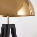 Contemporary Dome Brass Tripod Metal Floor Lamp Image - 9