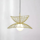 Contemporary Double Layered Gold Wire Pendant Light Image - 10