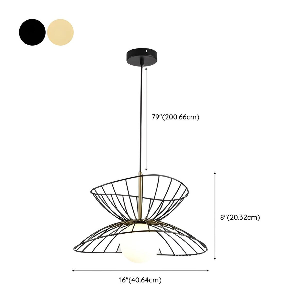 Contemporary Double Layered Gold Wire Pendant Light 