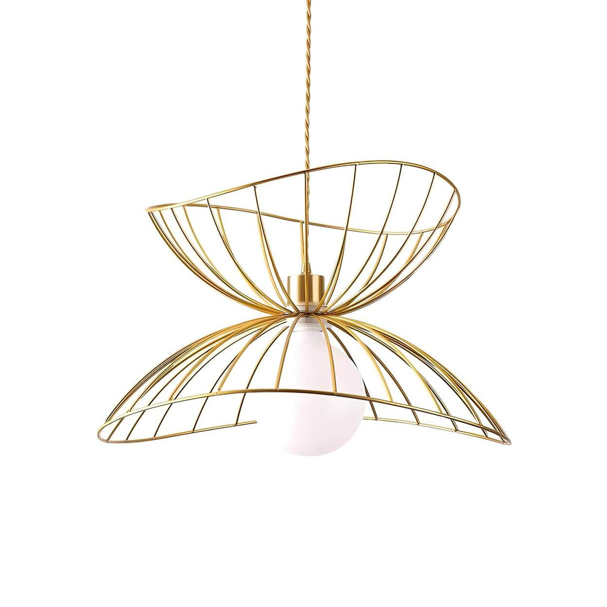 Contemporary Double Layered Gold Wire Pendant Light Image - 5