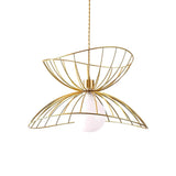 Contemporary Double Layered Gold Wire Pendant Light Image - 5