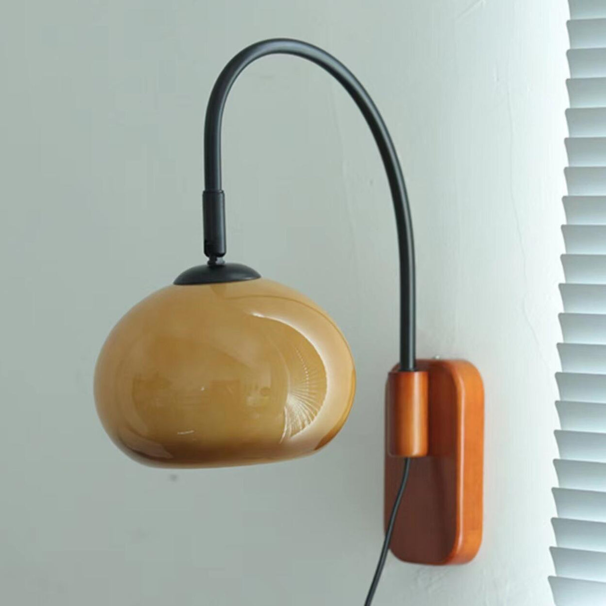 Contemporary Drum Amber Glass Wall Sconce Image - 11