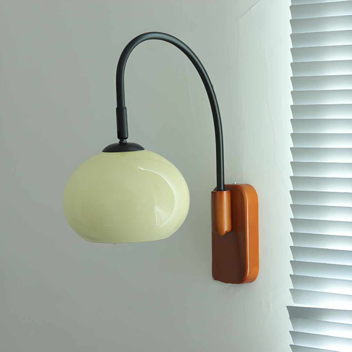 Contemporary Drum Amber Glass Wall Sconce Image - 3