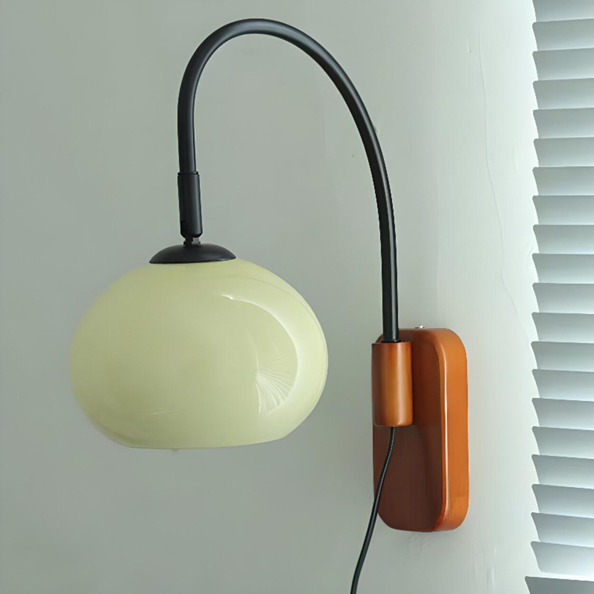 Contemporary Drum Amber Glass Wall Sconce Image - 4