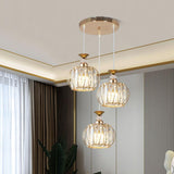 Contemporary Drum Clear Crystal 3 Lights Pendant Light Kit Image - 10