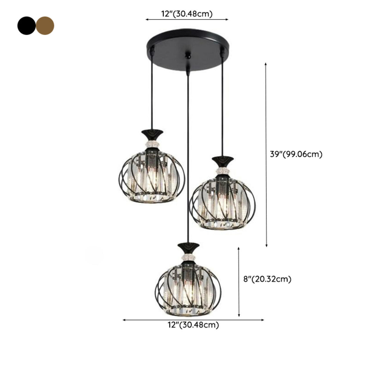 Contemporary Drum Clear Crystal 3 Lights Pendant Light Kit 