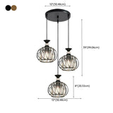 Contemporary Drum Clear Crystal 3 Lights Pendant Light Kit #size