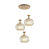 Contemporary Drum Clear Crystal 3 Lights Pendant Light Kit Image - 2