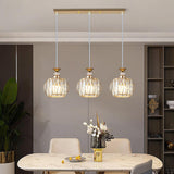 Contemporary Drum Clear Crystal 3 Lights Pendant Light Kit Image - 4