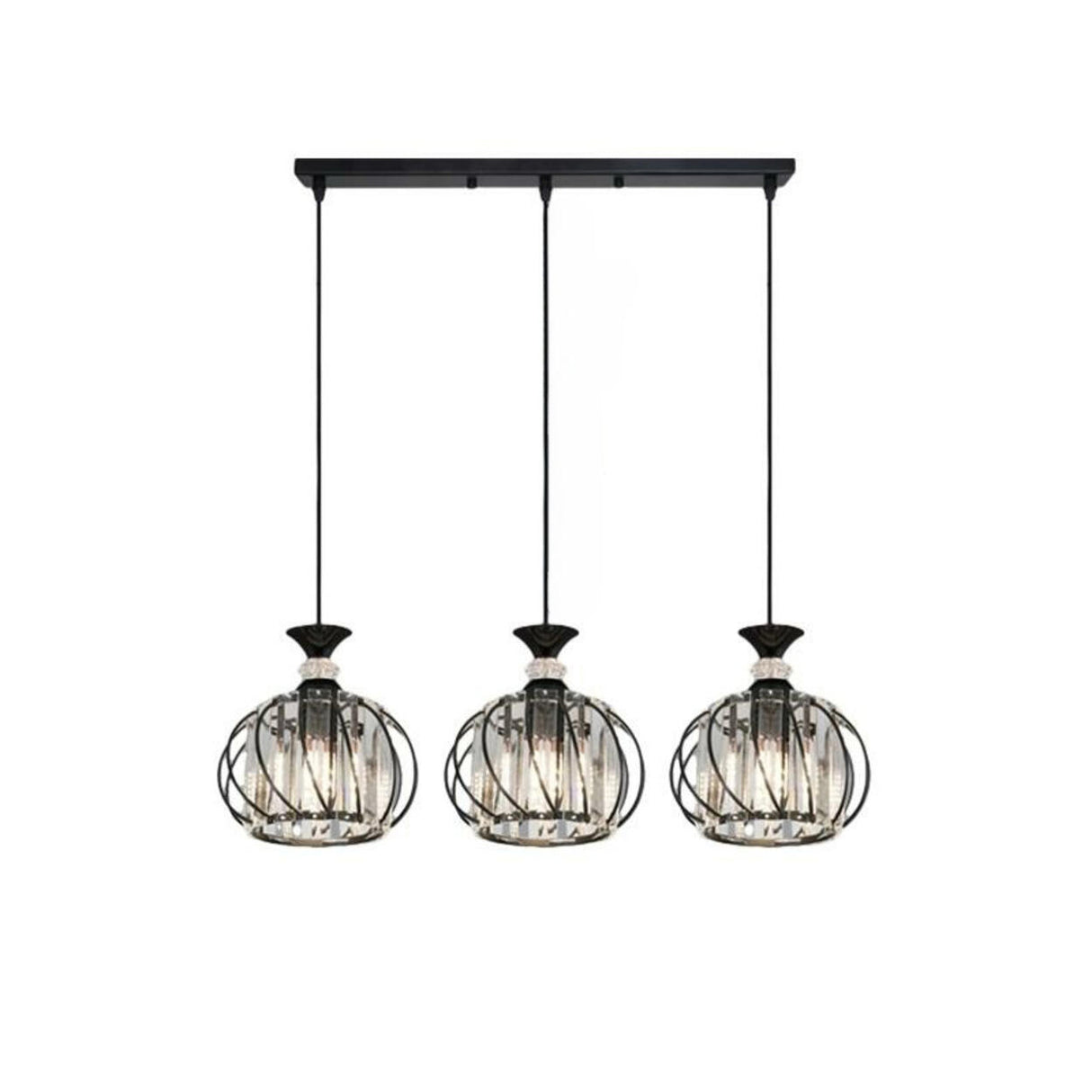 Contemporary Drum Clear Crystal 3 Lights Pendant Light Kit Image - 7