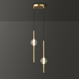 Contemporary Dual Crystal Ball Bedroom Pendant Light Image - 15