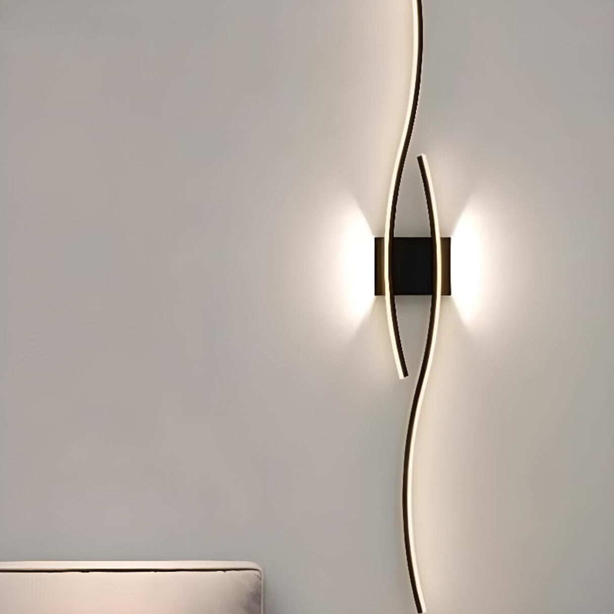 Contemporary Dual Curved LED Wall Sconce Light Image - 1