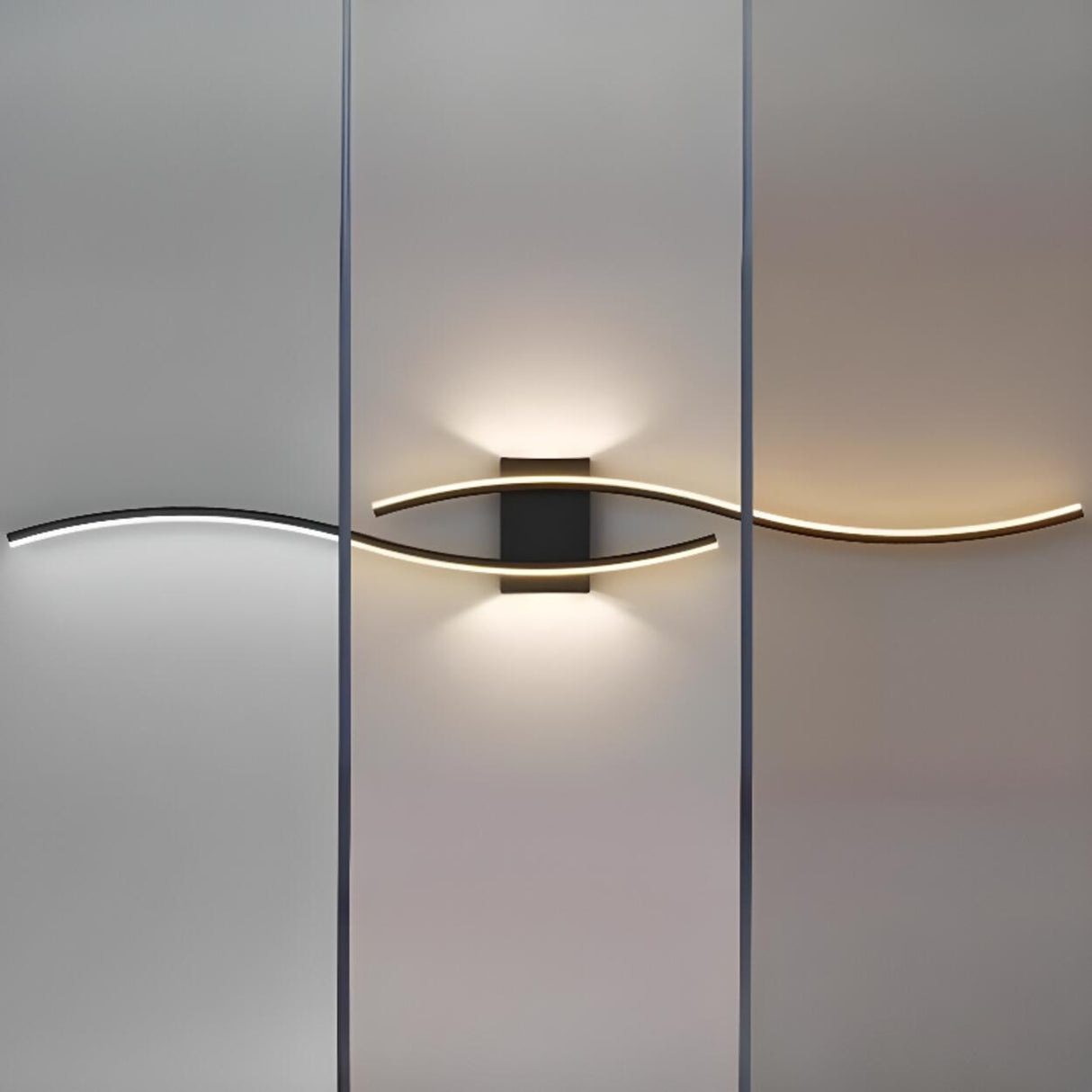 Contemporary Dual Curved LED Wall Sconce Light Image - 11