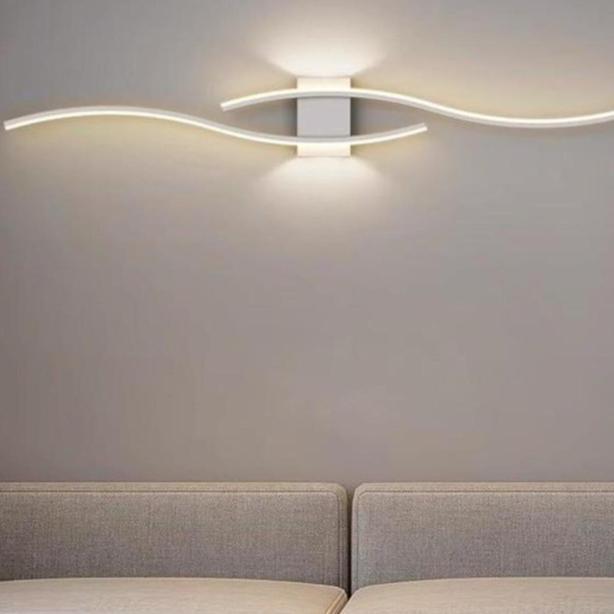 Contemporary Dual Curved LED Wall Sconce Light Image - 8