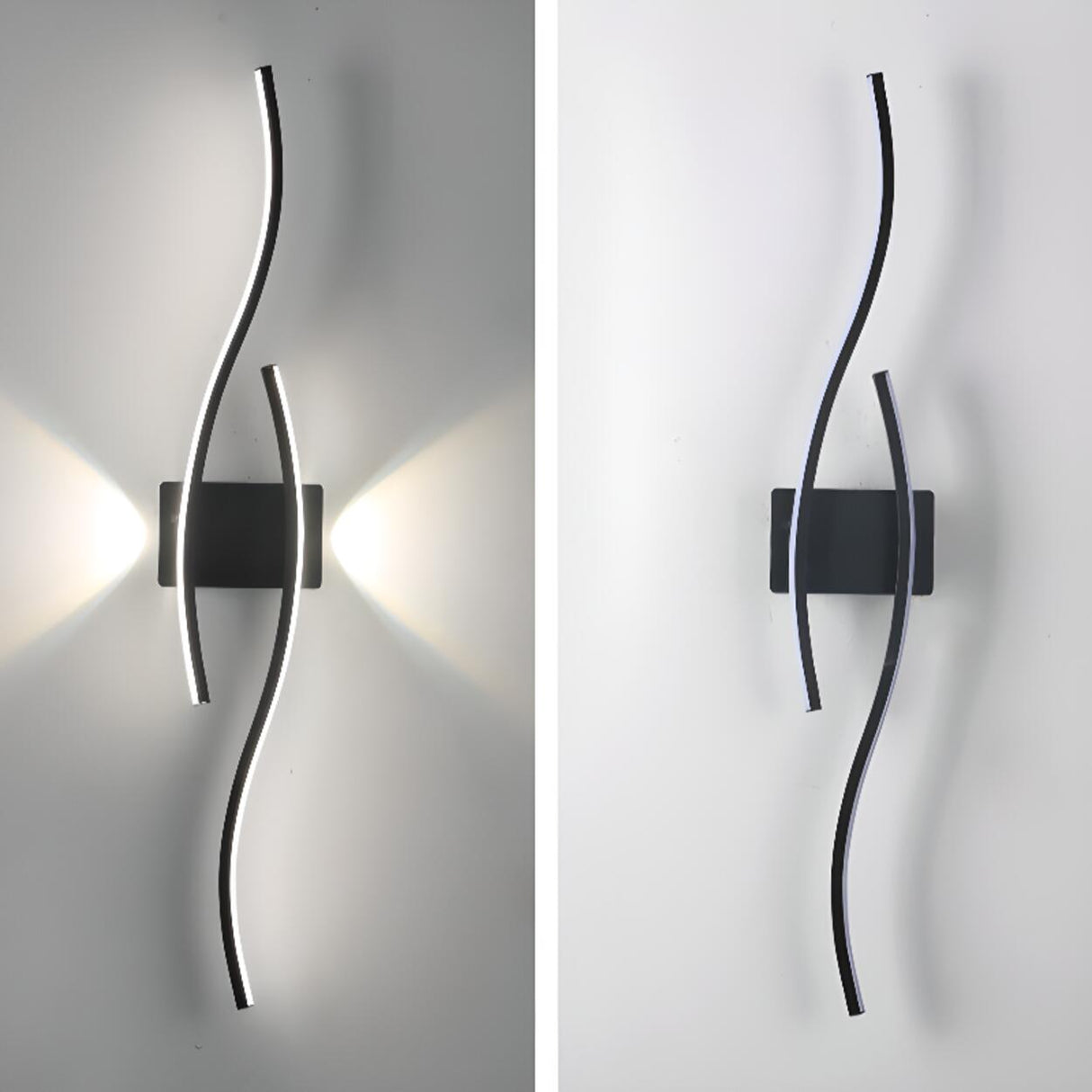 Contemporary Dual Light Bars Wave LED Wall Sconce Image - 12