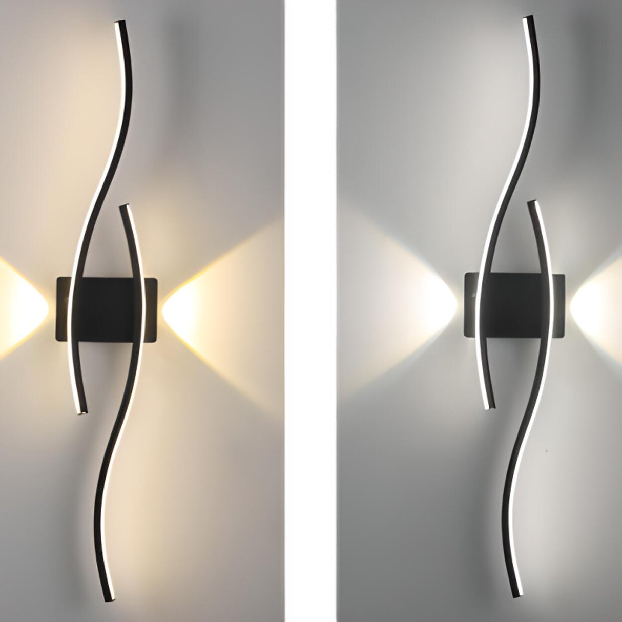 Contemporary Dual Light Bars Wave LED Wall Sconce Image - 18