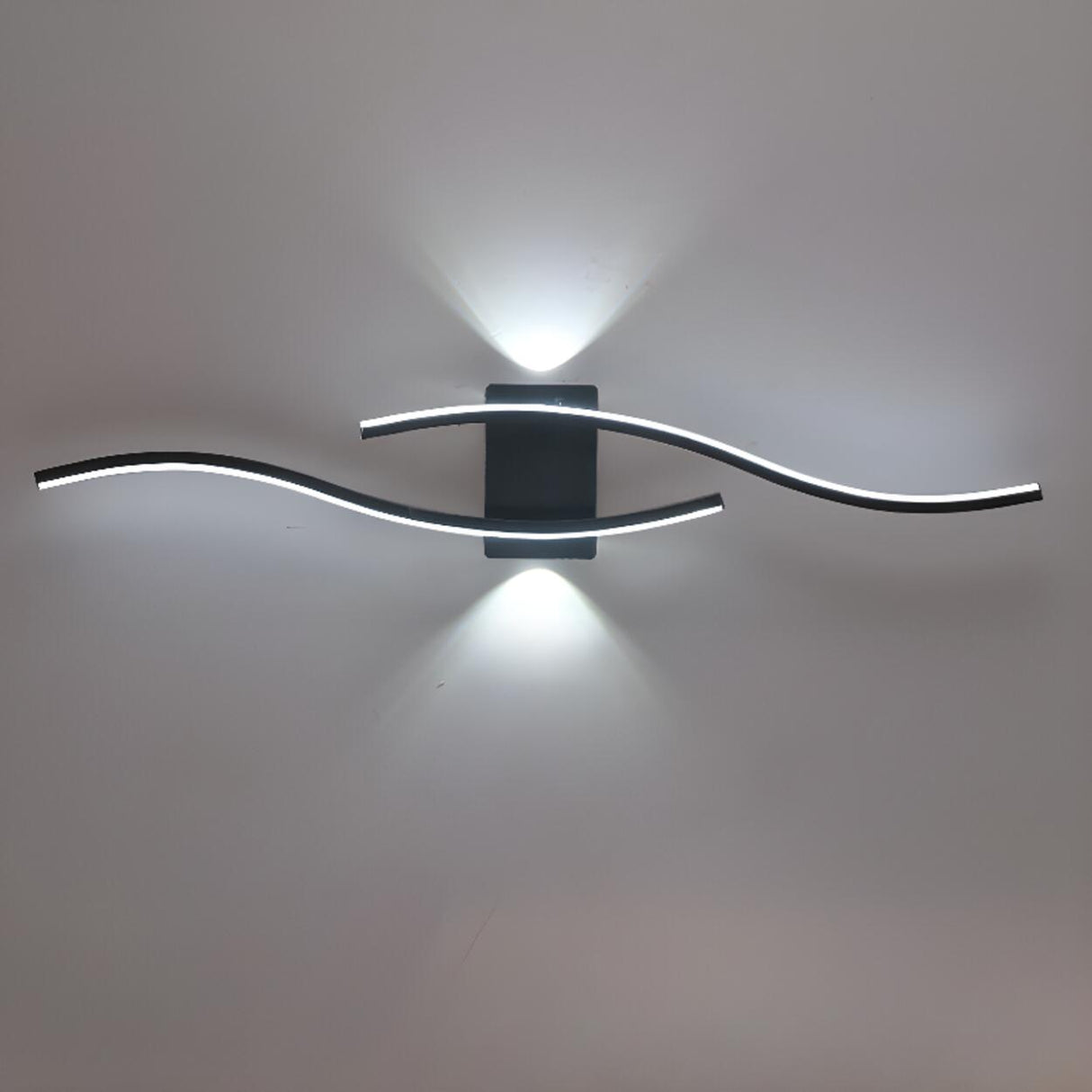 Contemporary Dual Light Bars Wave LED Wall Sconce Image - 2