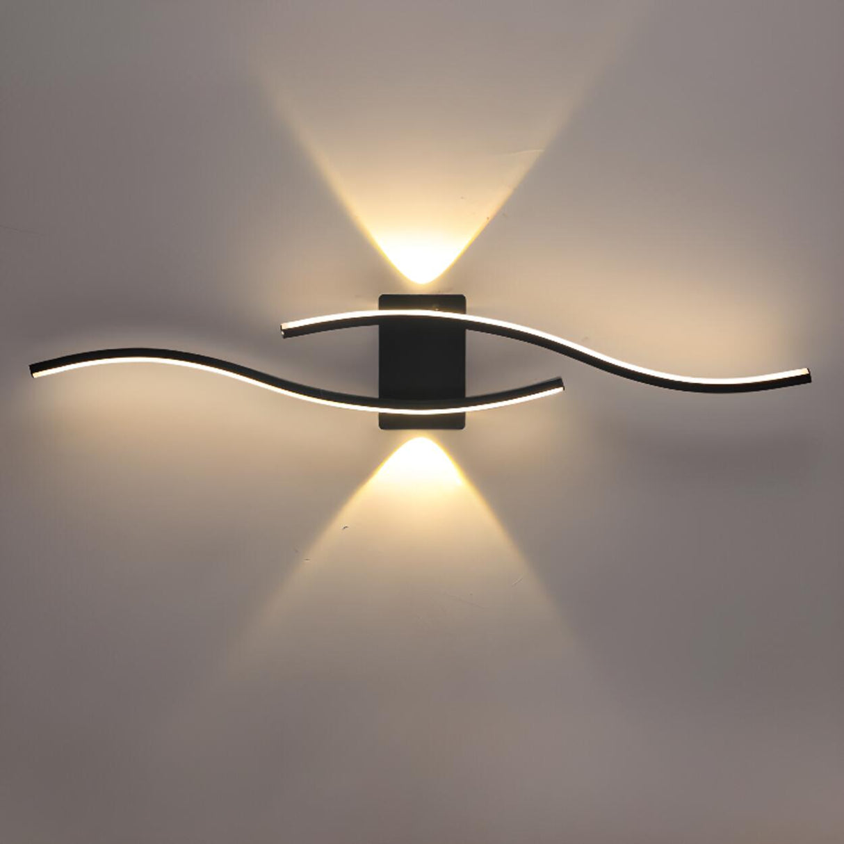 Contemporary Dual Light Bars Wave LED Wall Sconce Image - 4