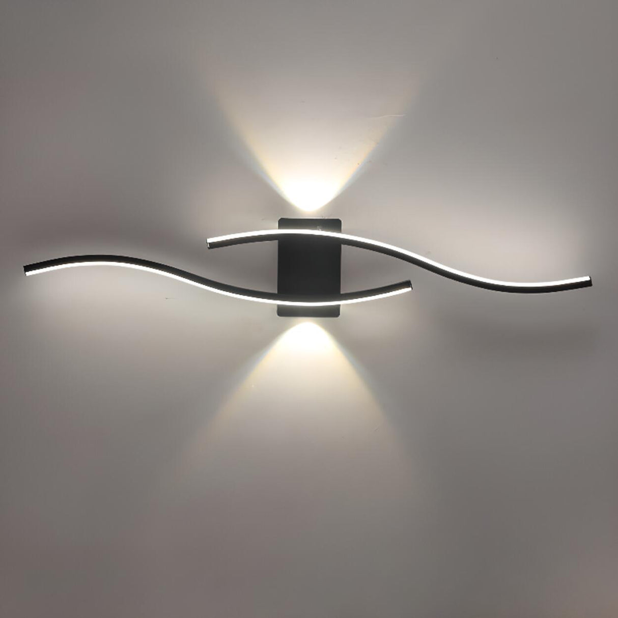 Contemporary Dual Light Bars Wave LED Wall Sconce Image - 5