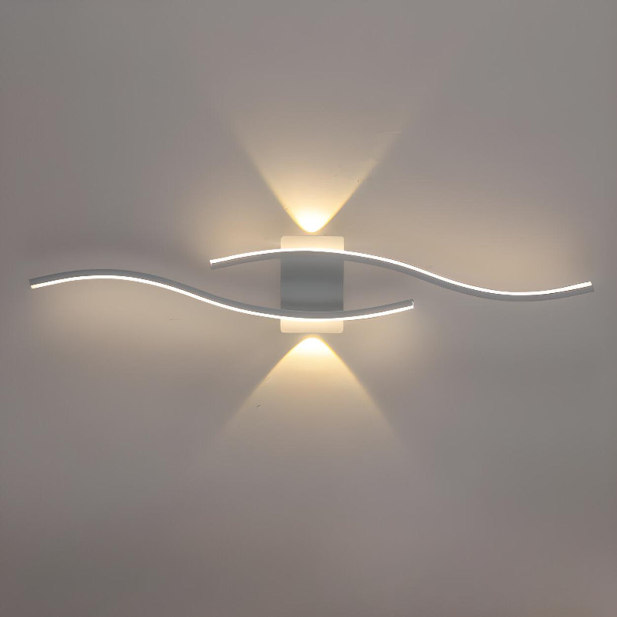 Contemporary Dual Light Bars Wave LED Wall Sconce Image - 9