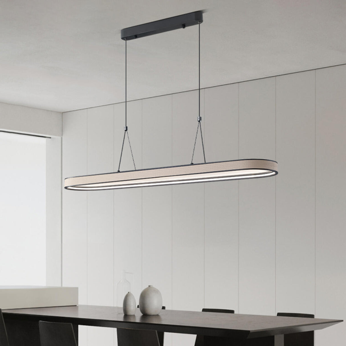 Contemporary Elliptical LED Island Pendant Light Image - 4