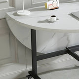 Contemporary Extendable Round Marble Dining Table Steel Base Image - 10