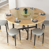 Contemporary Extendable Round Marble Dining Table Steel Base Image - 12