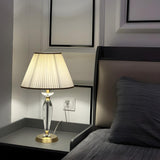 Contemporary Fabric Shade Crystal Base Table Lamp Image - 15