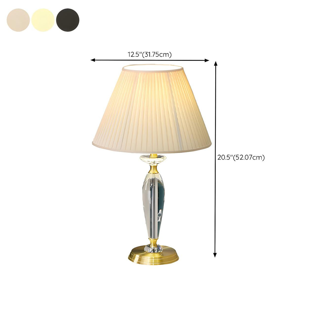 Contemporary Fabric Shade Crystal Base Table Lamp 