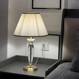 Contemporary Fabric Shade Crystal Base Table Lamp Image - 3