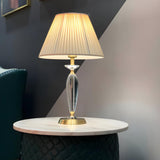 Contemporary Fabric Shade Crystal Base Table Lamp Image - 4