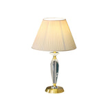 Contemporary Fabric Shade Crystal Base Table Lamp Image - 5