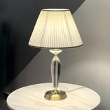 Contemporary Fabric Shade Crystal Base Table Lamp Image - 7