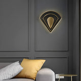 Contemporary Fan Shaped Black and Gold Wall Sconce Image - 1