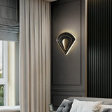 Contemporary Fan Shaped Black and Gold Wall Sconce Image - 3