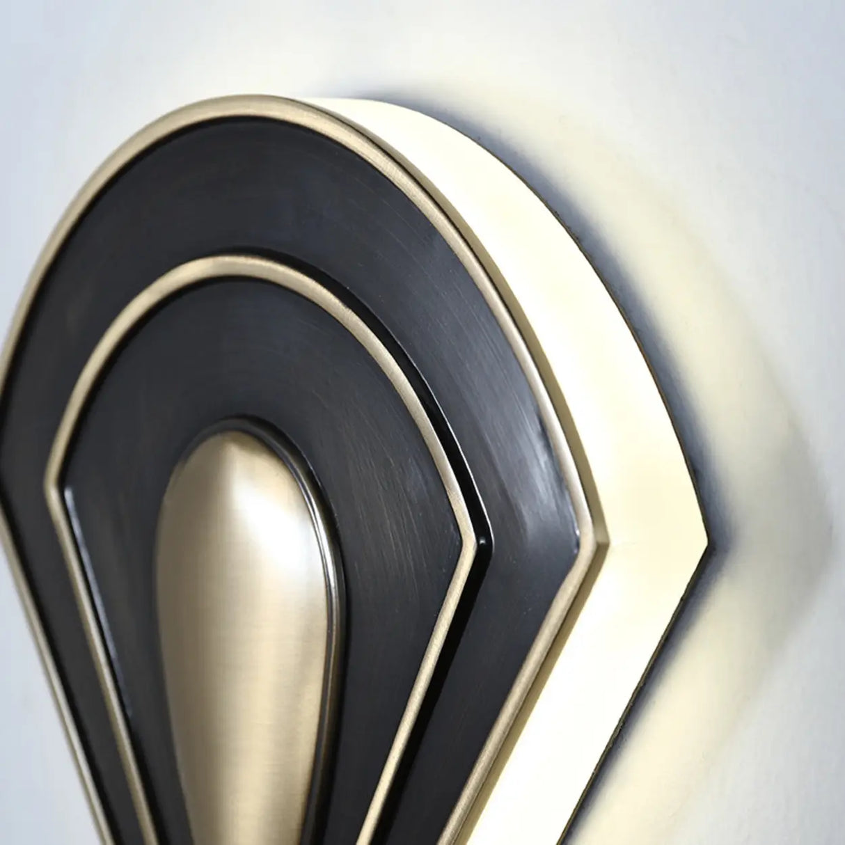 Contemporary Fan Shaped Black and Gold Wall Sconce Image - 8