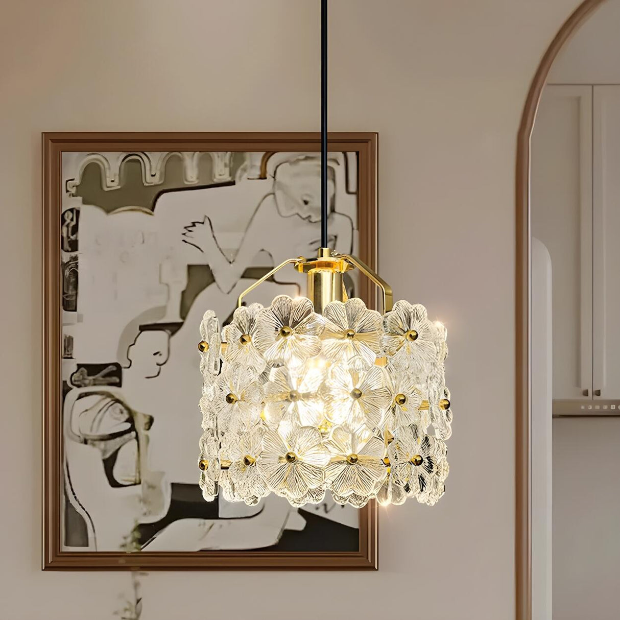 Contemporary Flower Crystal Orchid Blossom Pendant Light Image - 4