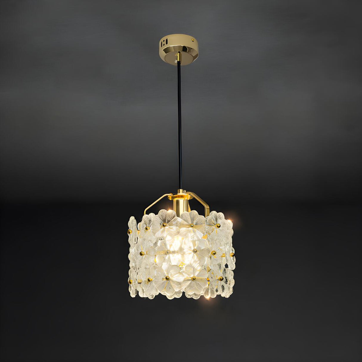 Contemporary Flower Crystal Orchid Blossom Pendant Light Image - 5