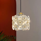 Contemporary Flower Crystal Orchid Blossom Pendant Light Image - 9