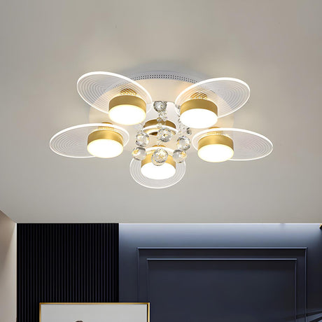 Contemporary Flower Round LED Flush Mount Light 5-Light Image - 2