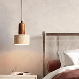 Contemporary Geometric Stone Bedroom Pendant Light Image - 6