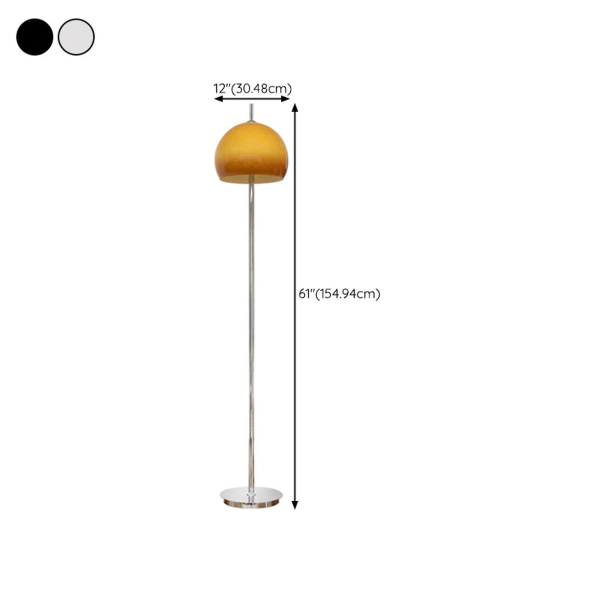 Contemporary Glass Dome Metal Bedside Floor Lamp 