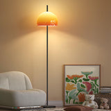 Contemporary Glass Dome Metal Bedside Floor Lamp Image - 3