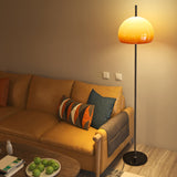 Contemporary Glass Dome Metal Bedside Floor Lamp Image - 5