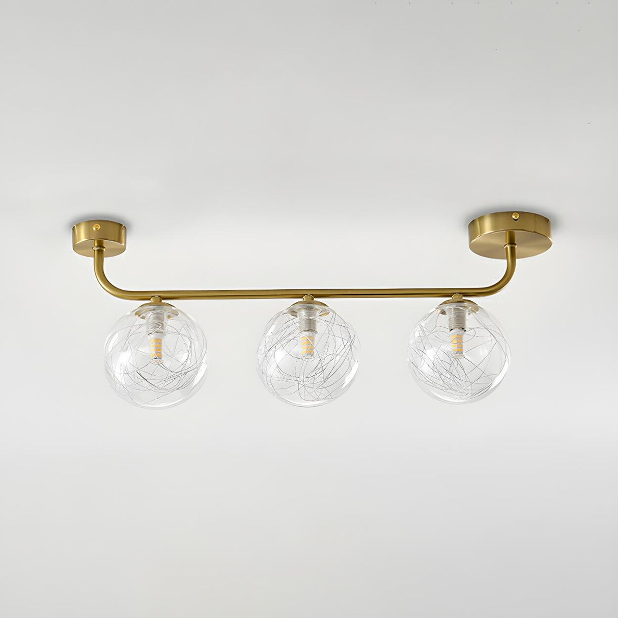 Contemporary Glass Globe Gold Ceiling Vanity Light  Image - 11