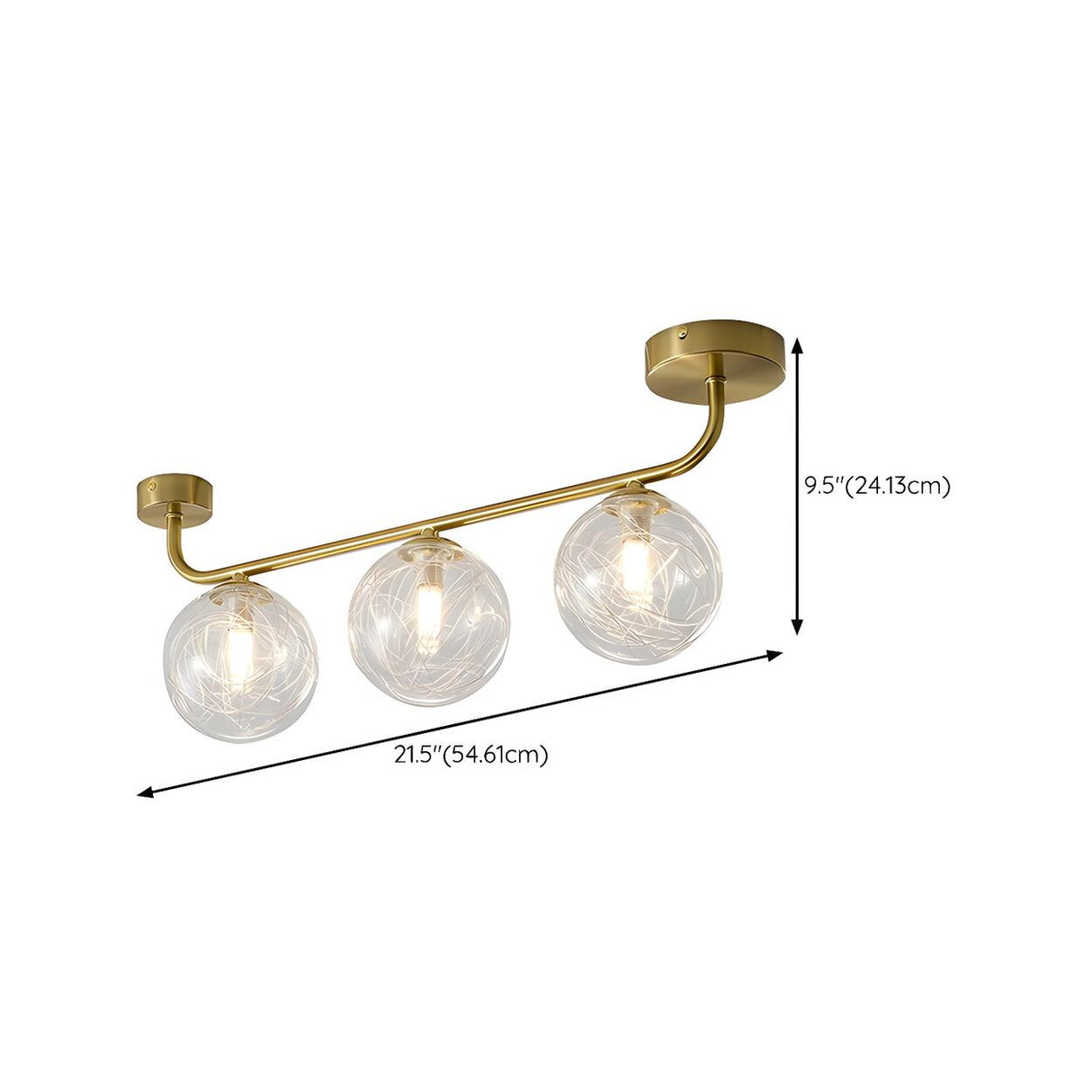 Contemporary Glass Globe Gold Ceiling Vanity Light  