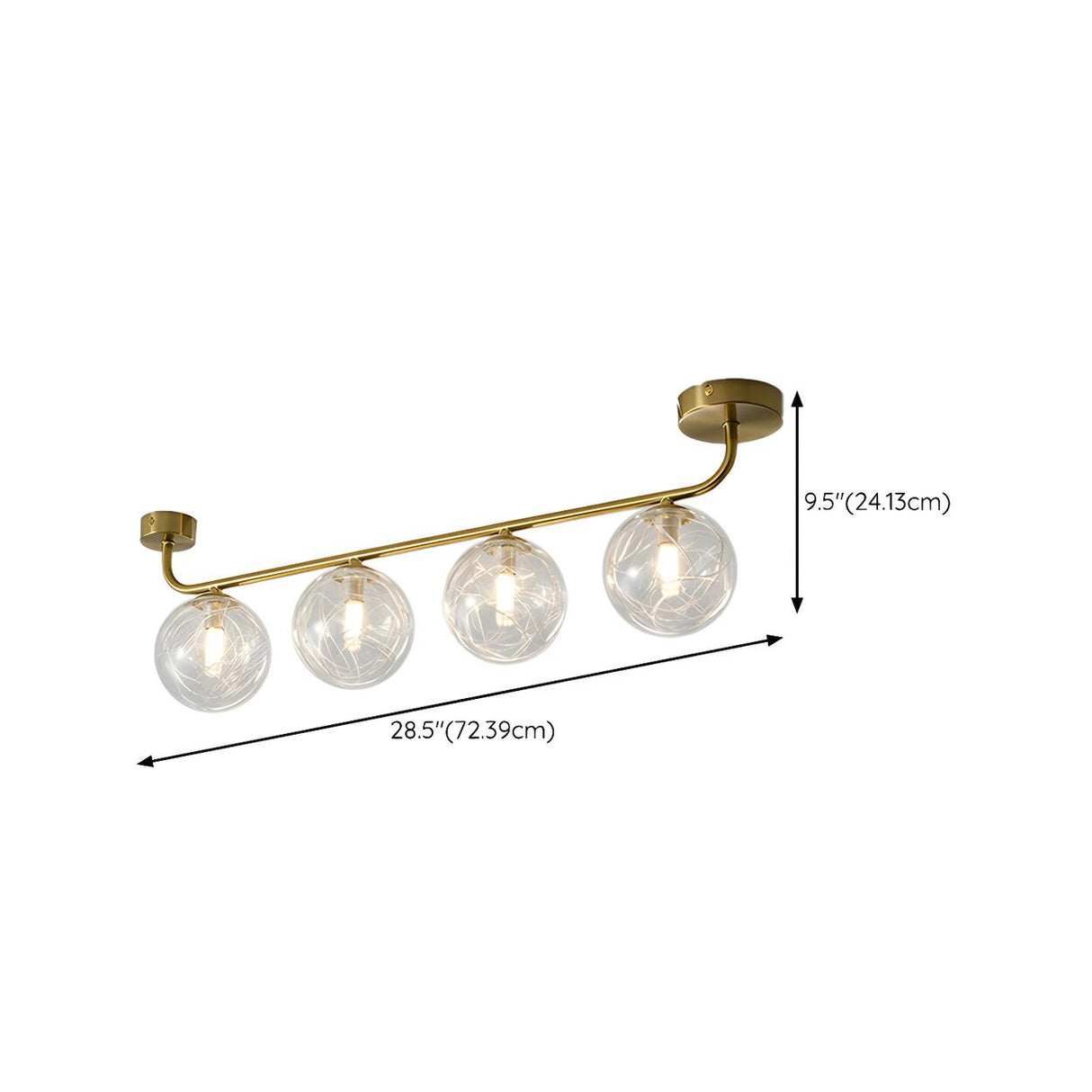 Contemporary Glass Globe Gold Ceiling Vanity Light  Image - 15